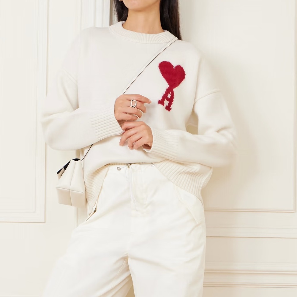 Ami Paris Alexandre Mattiussi White Crewneck Sweater
